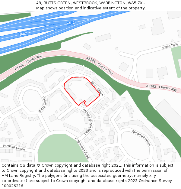 48, BUTTS GREEN, WESTBROOK, WARRINGTON, WA5 7XU: Location map and indicative extent of plot