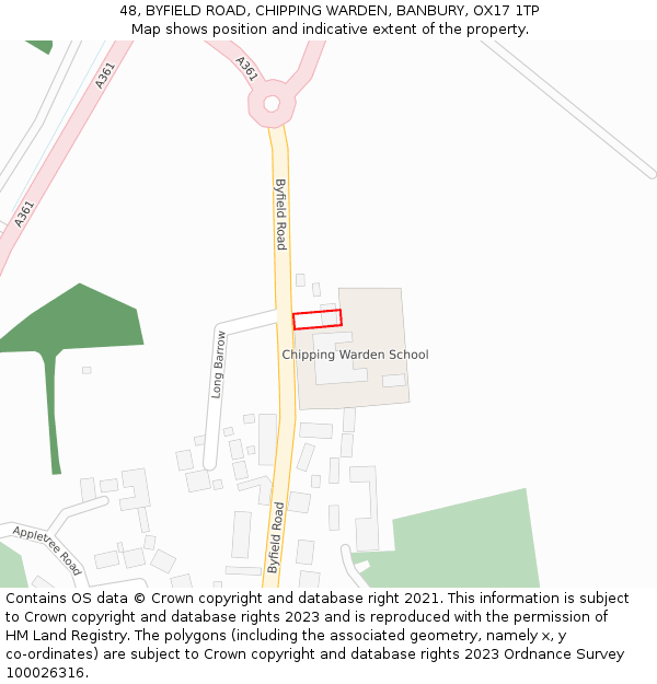 48, BYFIELD ROAD, CHIPPING WARDEN, BANBURY, OX17 1TP: Location map and indicative extent of plot
