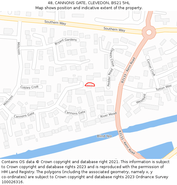 48, CANNONS GATE, CLEVEDON, BS21 5HL: Location map and indicative extent of plot
