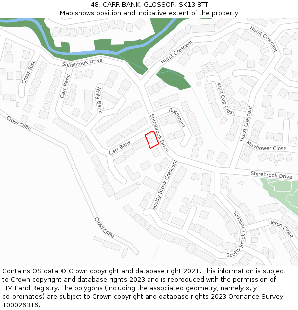 48, CARR BANK, GLOSSOP, SK13 8TT: Location map and indicative extent of plot