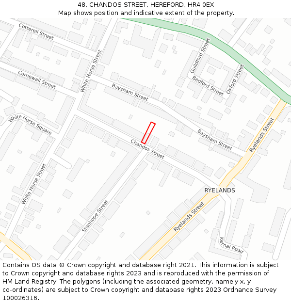 48, CHANDOS STREET, HEREFORD, HR4 0EX: Location map and indicative extent of plot