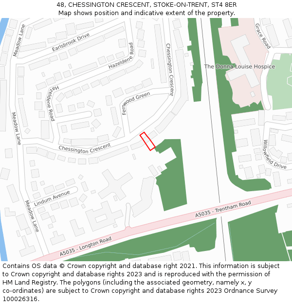 48, CHESSINGTON CRESCENT, STOKE-ON-TRENT, ST4 8ER: Location map and indicative extent of plot