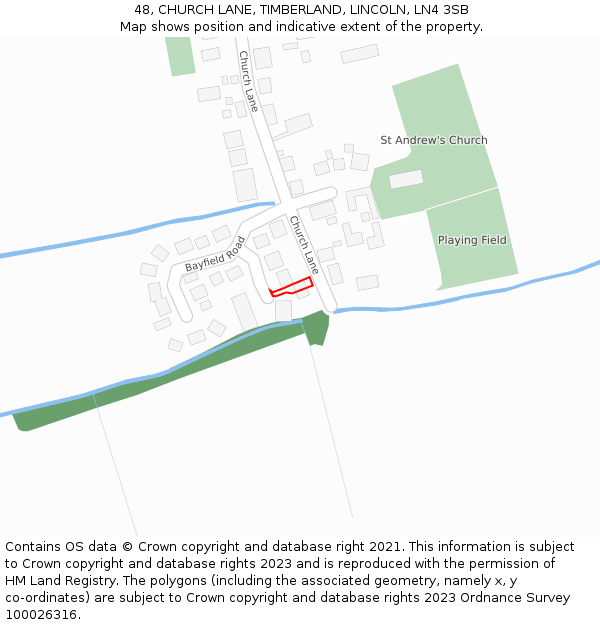 48, CHURCH LANE, TIMBERLAND, LINCOLN, LN4 3SB: Location map and indicative extent of plot
