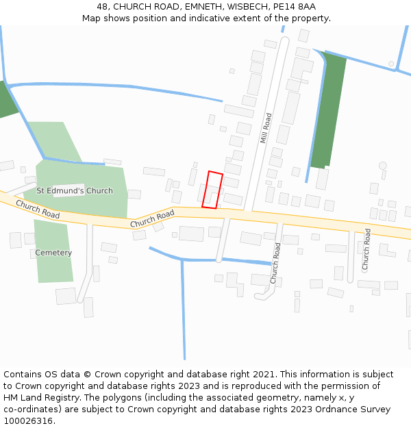48, CHURCH ROAD, EMNETH, WISBECH, PE14 8AA: Location map and indicative extent of plot