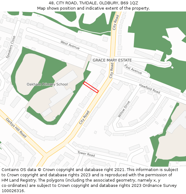 48, CITY ROAD, TIVIDALE, OLDBURY, B69 1QZ: Location map and indicative extent of plot