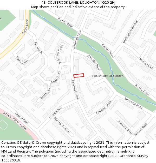 48, COLEBROOK LANE, LOUGHTON, IG10 2HJ: Location map and indicative extent of plot