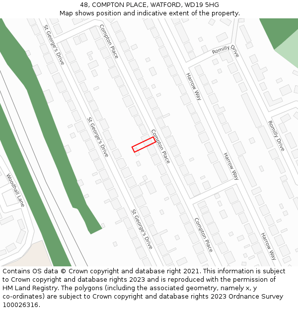 48, COMPTON PLACE, WATFORD, WD19 5HG: Location map and indicative extent of plot