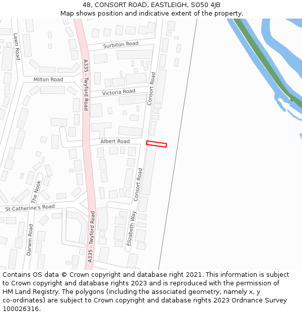 48, CONSORT ROAD, EASTLEIGH, SO50 4JB: Location map and indicative extent of plot