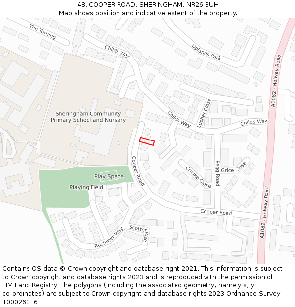 48, COOPER ROAD, SHERINGHAM, NR26 8UH: Location map and indicative extent of plot