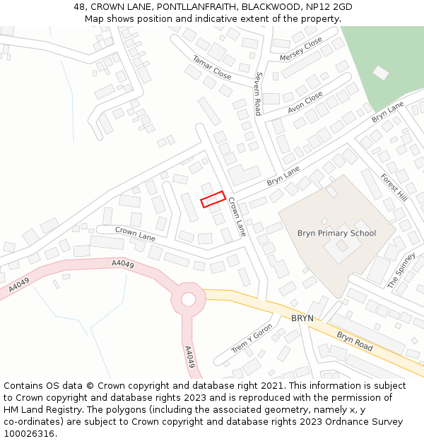 48, CROWN LANE, PONTLLANFRAITH, BLACKWOOD, NP12 2GD: Location map and indicative extent of plot