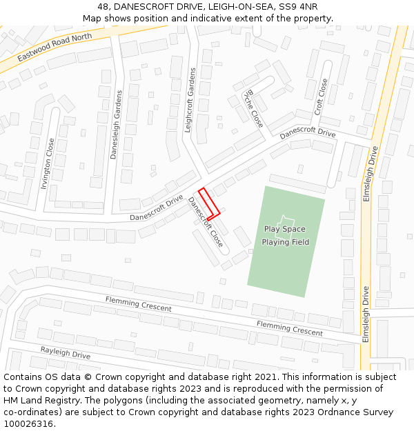 48, DANESCROFT DRIVE, LEIGH-ON-SEA, SS9 4NR: Location map and indicative extent of plot