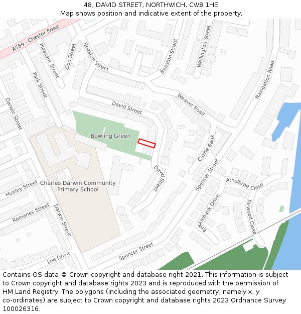 48, DAVID STREET, NORTHWICH, CW8 1HE: Location map and indicative extent of plot