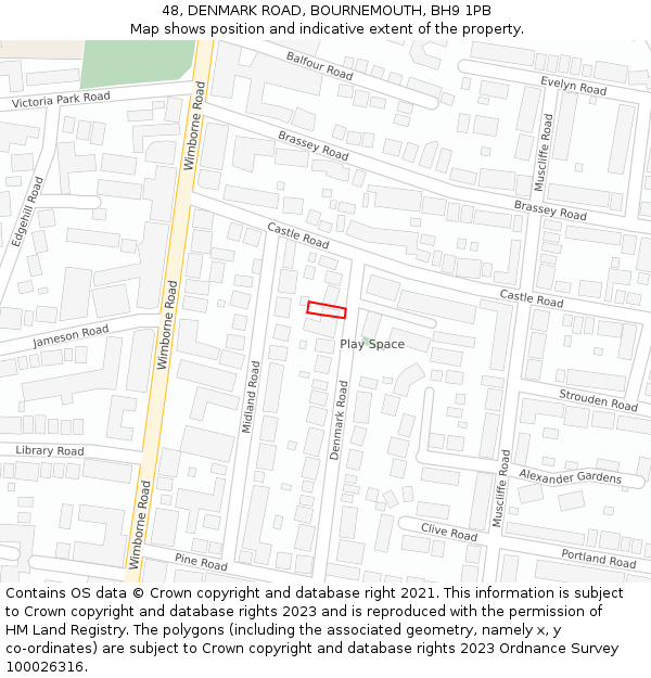 48, DENMARK ROAD, BOURNEMOUTH, BH9 1PB: Location map and indicative extent of plot