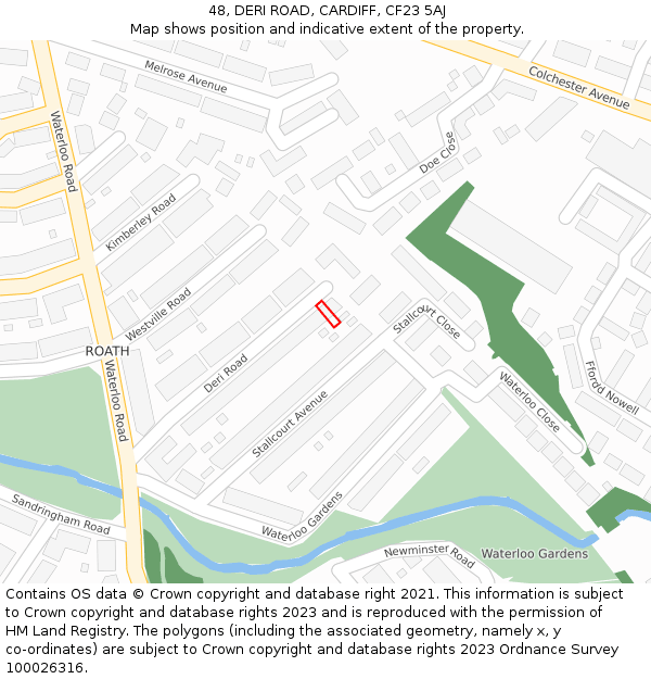 48, DERI ROAD, CARDIFF, CF23 5AJ: Location map and indicative extent of plot