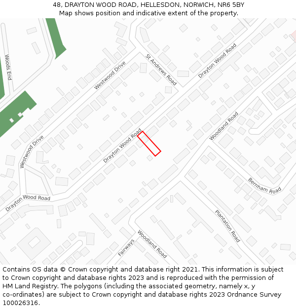 48, DRAYTON WOOD ROAD, HELLESDON, NORWICH, NR6 5BY: Location map and indicative extent of plot