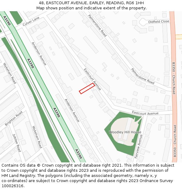 48, EASTCOURT AVENUE, EARLEY, READING, RG6 1HH: Location map and indicative extent of plot