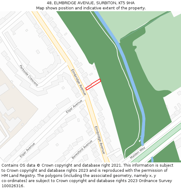 48, ELMBRIDGE AVENUE, SURBITON, KT5 9HA: Location map and indicative extent of plot
