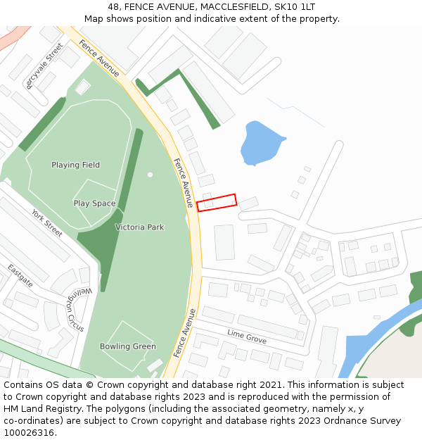 48, FENCE AVENUE, MACCLESFIELD, SK10 1LT: Location map and indicative extent of plot