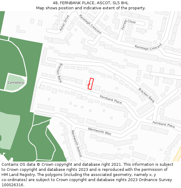 48, FERNBANK PLACE, ASCOT, SL5 8HL: Location map and indicative extent of plot