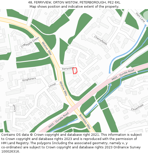 48, FERRYVIEW, ORTON WISTOW, PETERBOROUGH, PE2 6XL: Location map and indicative extent of plot