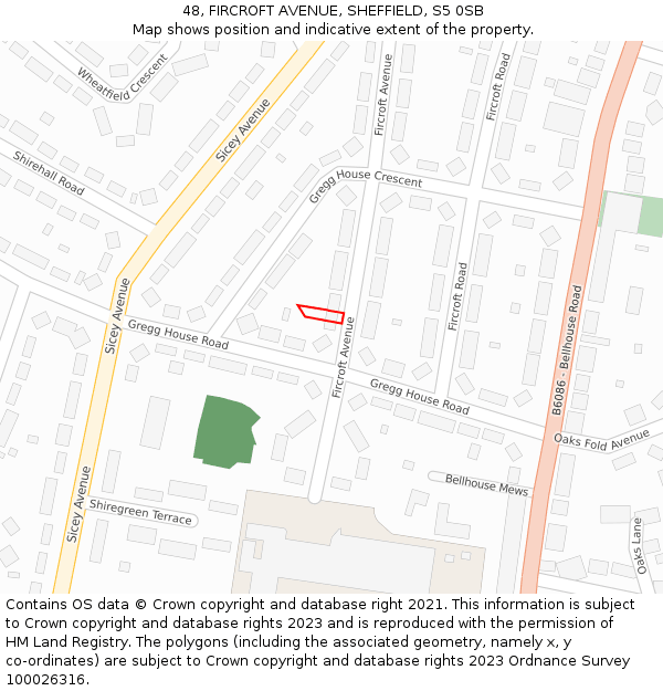 48, FIRCROFT AVENUE, SHEFFIELD, S5 0SB: Location map and indicative extent of plot