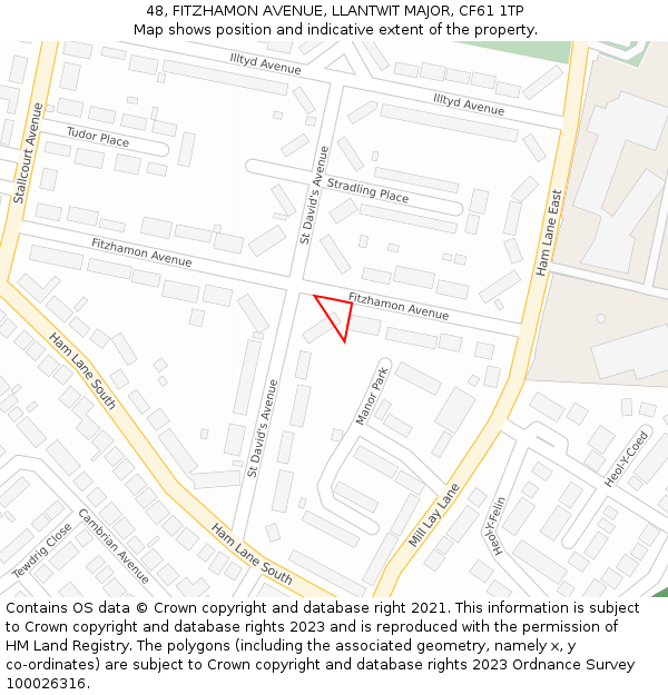 48, FITZHAMON AVENUE, LLANTWIT MAJOR, CF61 1TP: Location map and indicative extent of plot