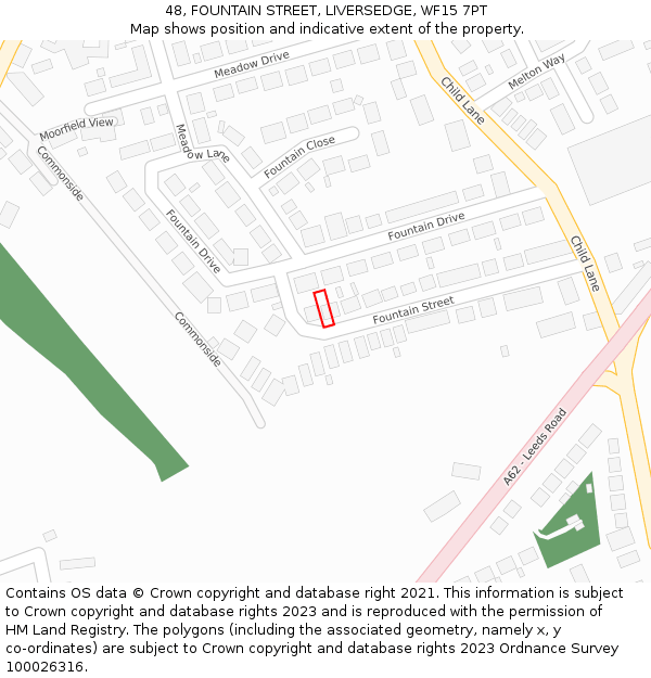 48, FOUNTAIN STREET, LIVERSEDGE, WF15 7PT: Location map and indicative extent of plot