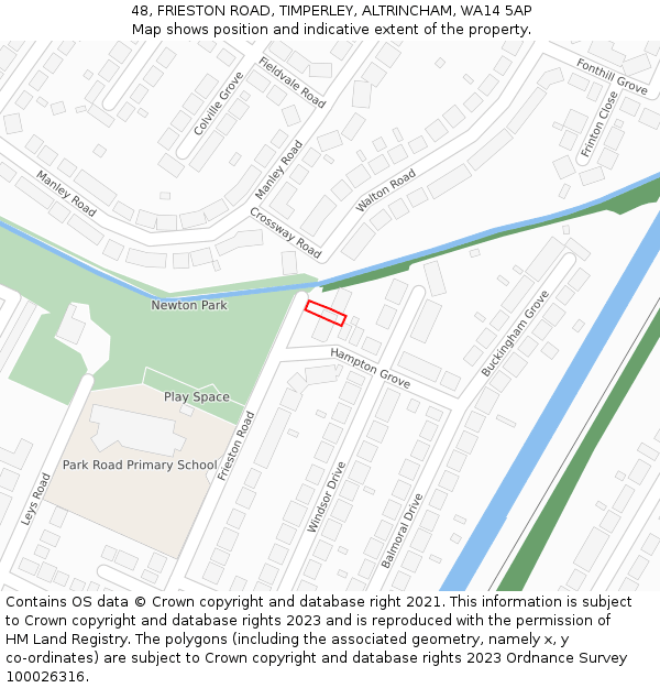 48, FRIESTON ROAD, TIMPERLEY, ALTRINCHAM, WA14 5AP: Location map and indicative extent of plot