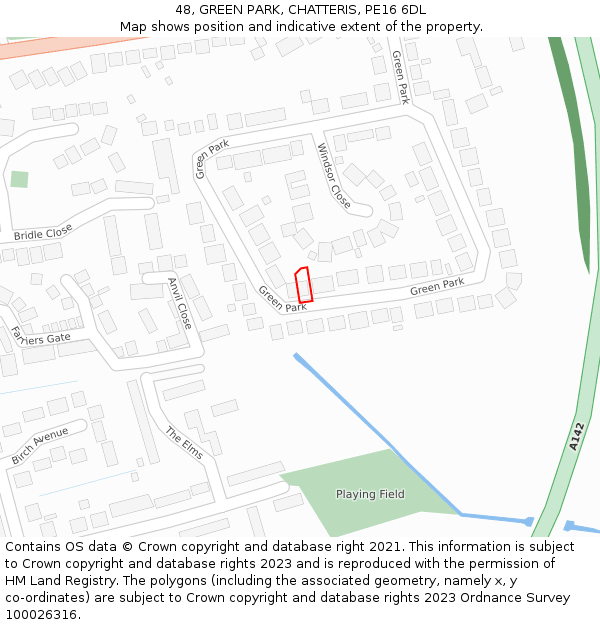 48, GREEN PARK, CHATTERIS, PE16 6DL: Location map and indicative extent of plot