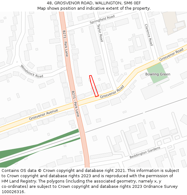 48, GROSVENOR ROAD, WALLINGTON, SM6 0EF: Location map and indicative extent of plot