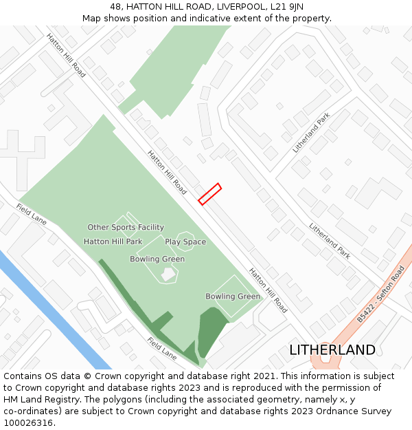 48, HATTON HILL ROAD, LIVERPOOL, L21 9JN: Location map and indicative extent of plot