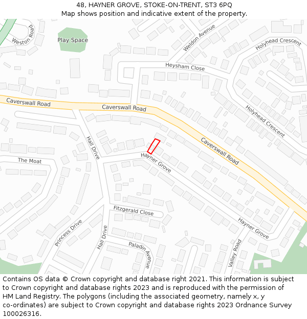 48, HAYNER GROVE, STOKE-ON-TRENT, ST3 6PQ: Location map and indicative extent of plot