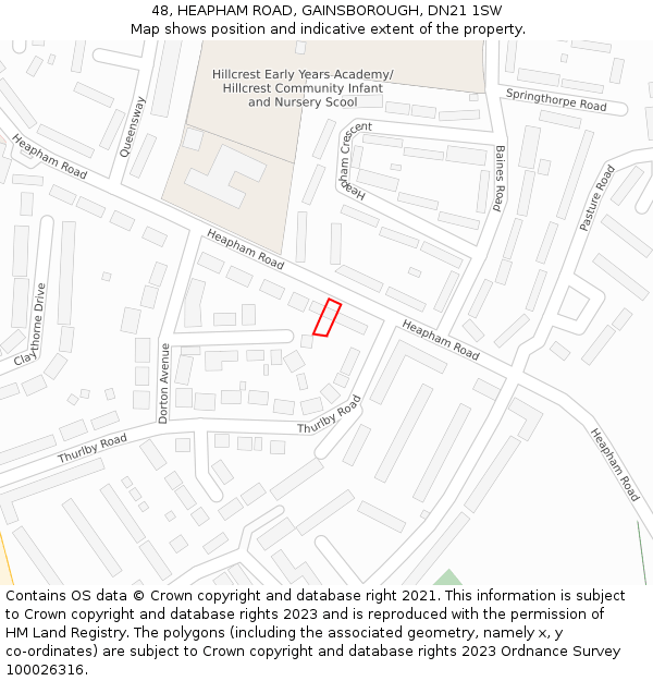 48, HEAPHAM ROAD, GAINSBOROUGH, DN21 1SW: Location map and indicative extent of plot