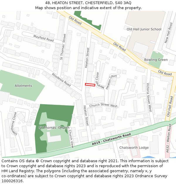 48, HEATON STREET, CHESTERFIELD, S40 3AQ: Location map and indicative extent of plot