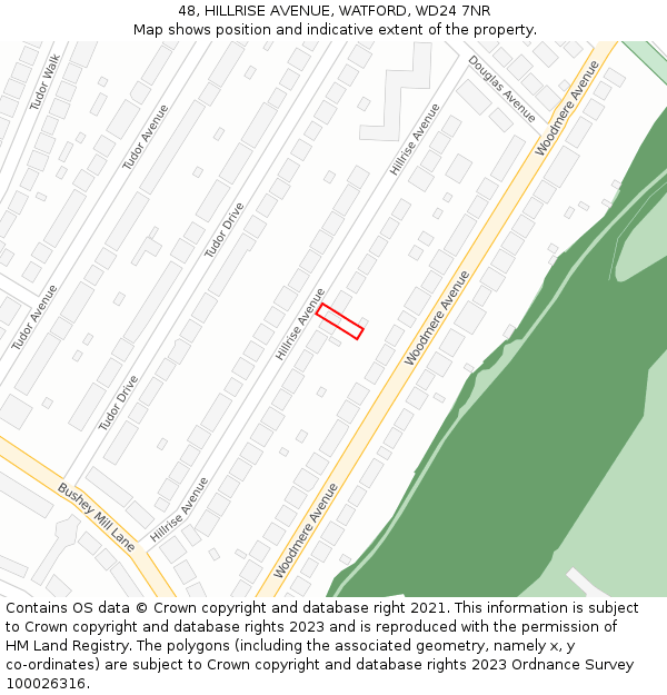 48, HILLRISE AVENUE, WATFORD, WD24 7NR: Location map and indicative extent of plot
