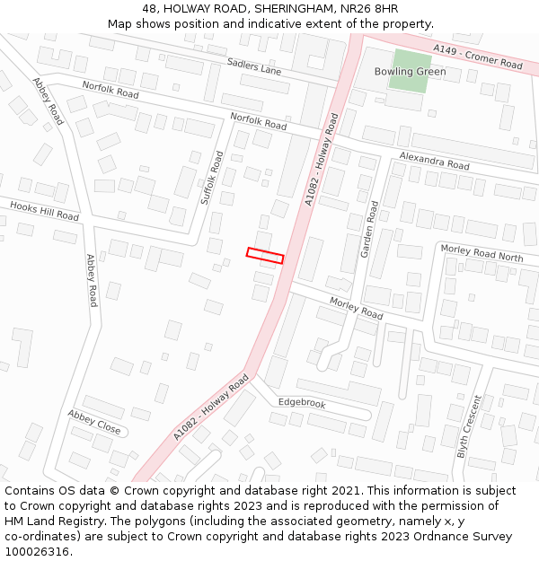 48, HOLWAY ROAD, SHERINGHAM, NR26 8HR: Location map and indicative extent of plot