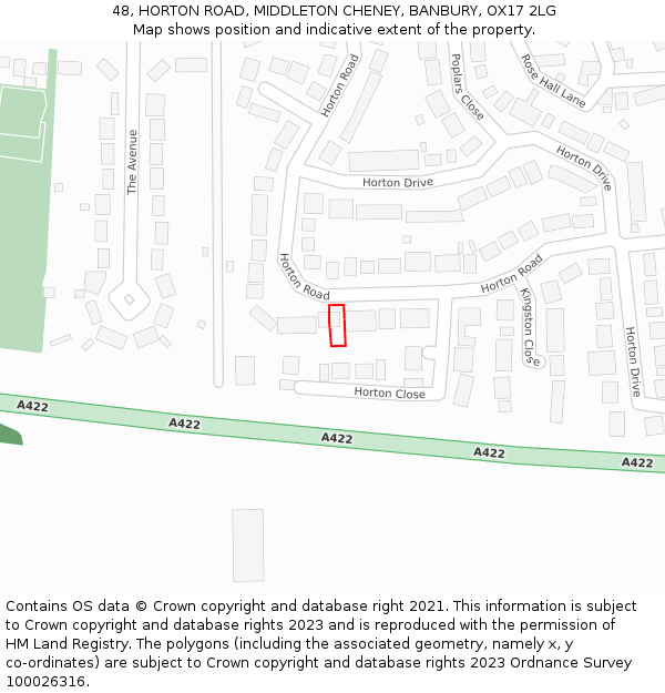 48, HORTON ROAD, MIDDLETON CHENEY, BANBURY, OX17 2LG: Location map and indicative extent of plot