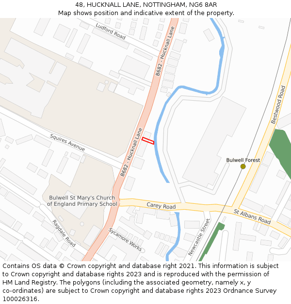 48, HUCKNALL LANE, NOTTINGHAM, NG6 8AR: Location map and indicative extent of plot