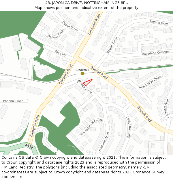 48, JAPONICA DRIVE, NOTTINGHAM, NG6 8PU: Location map and indicative extent of plot