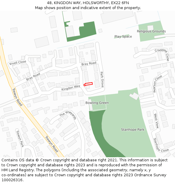 48, KINGDON WAY, HOLSWORTHY, EX22 6FN: Location map and indicative extent of plot