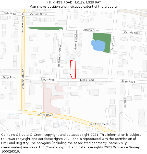 48, KINGS ROAD, ILKLEY, LS29 9AT: Location map and indicative extent of plot