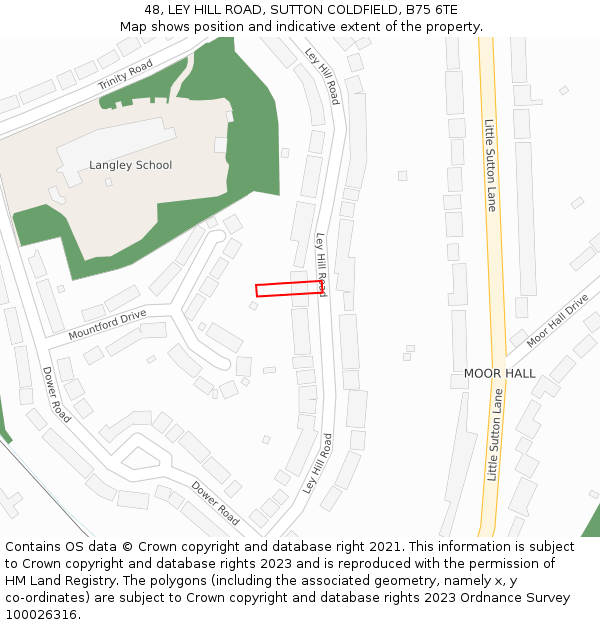 48, LEY HILL ROAD, SUTTON COLDFIELD, B75 6TE: Location map and indicative extent of plot