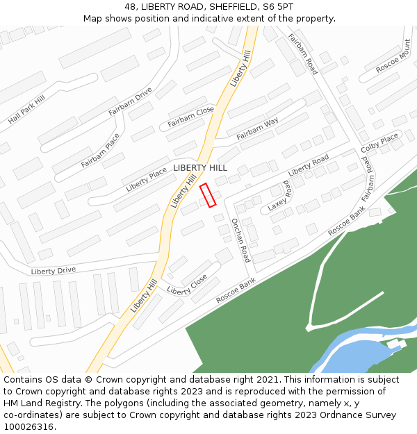 48, LIBERTY ROAD, SHEFFIELD, S6 5PT: Location map and indicative extent of plot