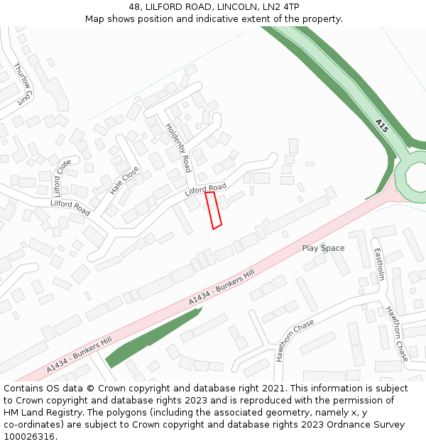 48, LILFORD ROAD, LINCOLN, LN2 4TP: Location map and indicative extent of plot