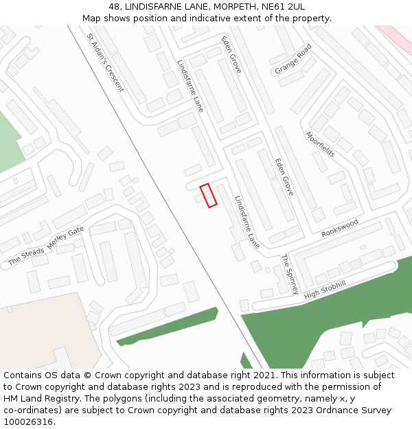 48, LINDISFARNE LANE, MORPETH, NE61 2UL: Location map and indicative extent of plot