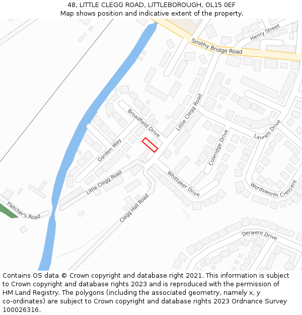 48, LITTLE CLEGG ROAD, LITTLEBOROUGH, OL15 0EF: Location map and indicative extent of plot