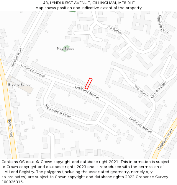 48, LYNDHURST AVENUE, GILLINGHAM, ME8 0HF: Location map and indicative extent of plot