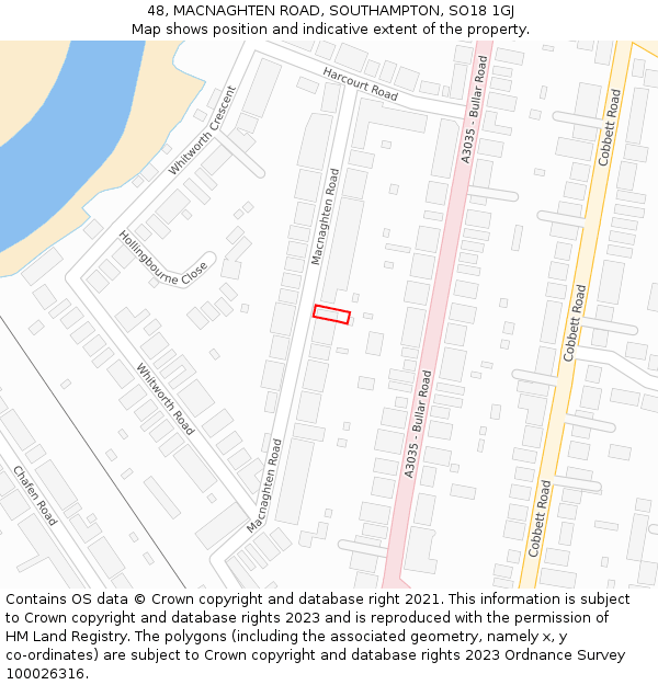 48, MACNAGHTEN ROAD, SOUTHAMPTON, SO18 1GJ: Location map and indicative extent of plot