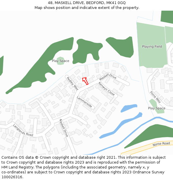 48, MASKELL DRIVE, BEDFORD, MK41 0GQ: Location map and indicative extent of plot