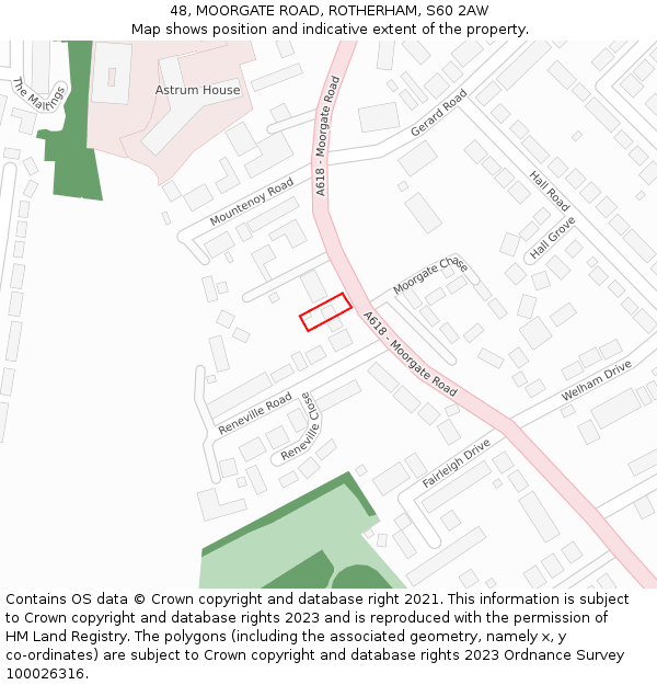 48, MOORGATE ROAD, ROTHERHAM, S60 2AW: Location map and indicative extent of plot
